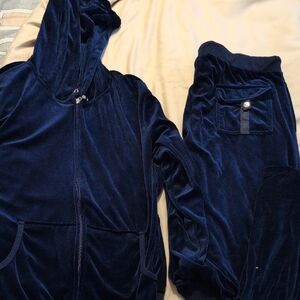 Navy Velvet Hoodie and Jogger Set